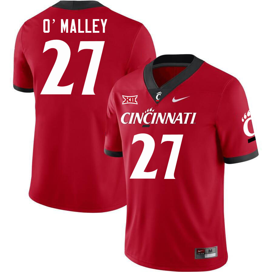 Cincinnati Bearcats #27 Tom O'Malley Big 12 Conference College Football Jerseys Stitched Sale-Red